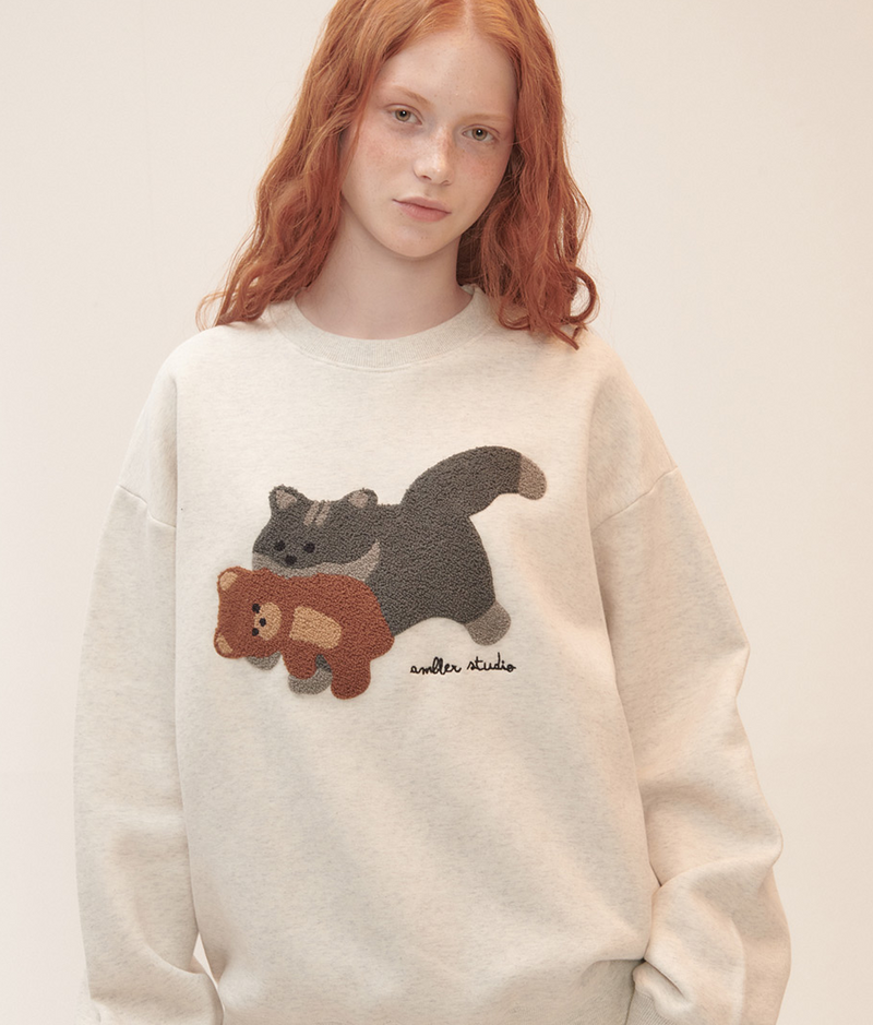 Cat Biting Teddy Bear Sweatshirt