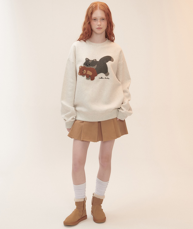 Cat Biting Teddy Bear Sweatshirt