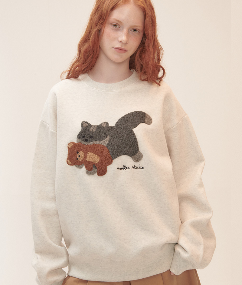 Cat Biting Teddy Bear Sweatshirt