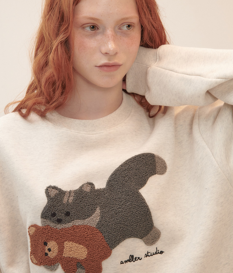 Cat Biting Teddy Bear Sweatshirt