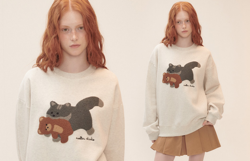 Cat Biting Teddy Bear Sweatshirt