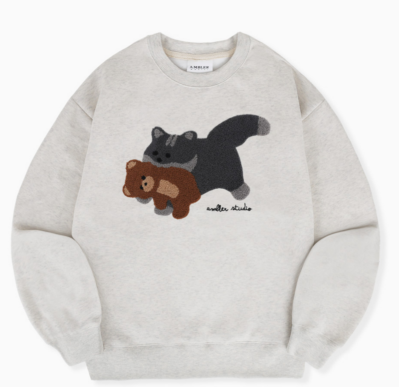 Cat Biting Teddy Bear Sweatshirt