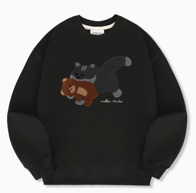 Cat Biting Teddy Bear Sweatshirt