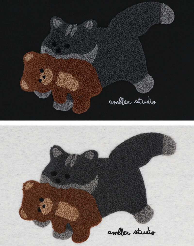 Cat Biting Teddy Bear Sweatshirt