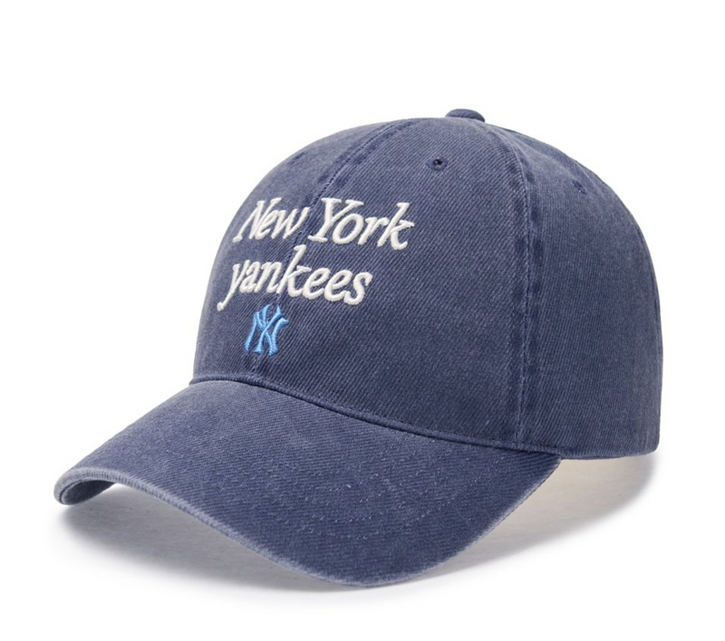 Varsity Lettering Washed Unstructured Ball Cap NY Yankees Navy