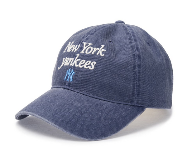 Varsity Lettering Washed Unstructured Ball Cap NY Yankees Navy