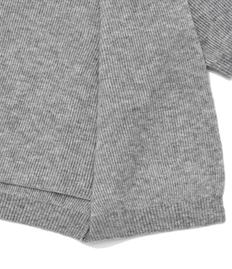 Women Halter-Neck Crop Half Sleeve Knit Heather Grey