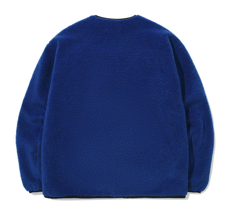 C Logo Collarless Sherpa Jacket Royal Blue