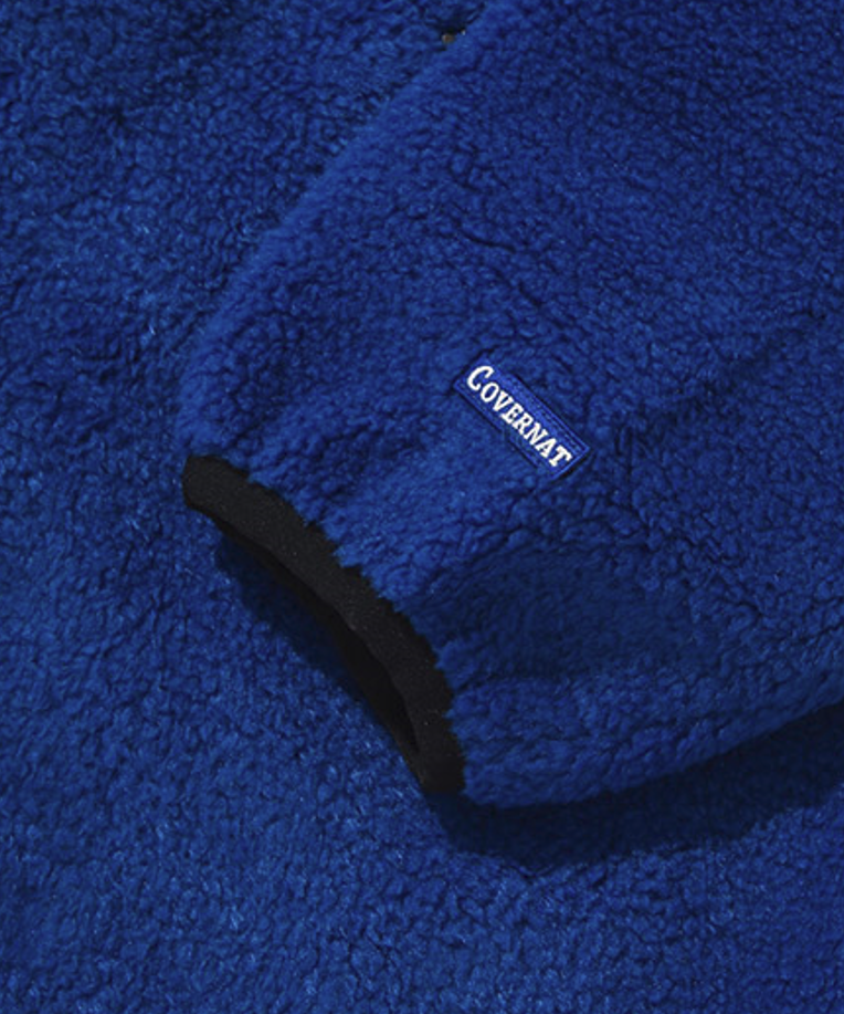 C Logo Collarless Sherpa Jacket Royal Blue