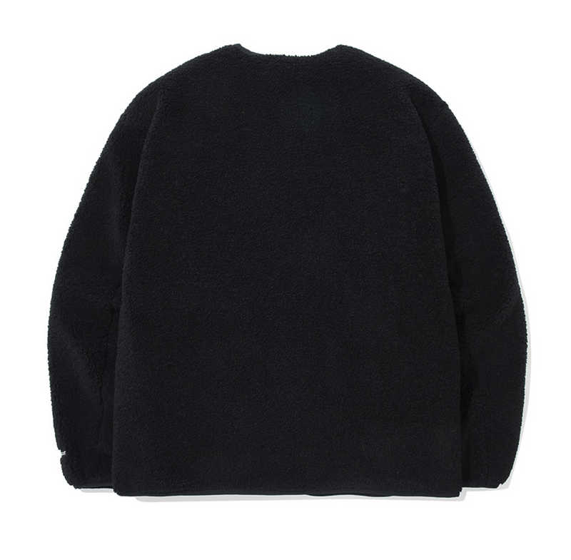 C Logo Collarless Sherpa Jacket Black