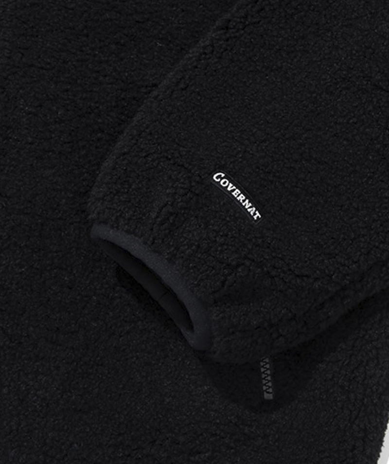 C Logo Collarless Sherpa Jacket Black