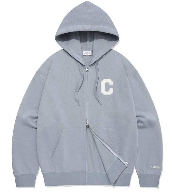 C Logo Hoodie Zip-Up Embroidered Wappen Sky Blue