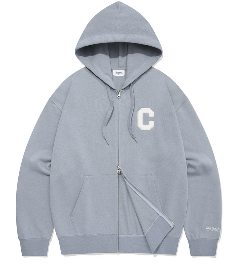 C Logo Hoodie Zip-Up Embroidered Wappen Sky Blue