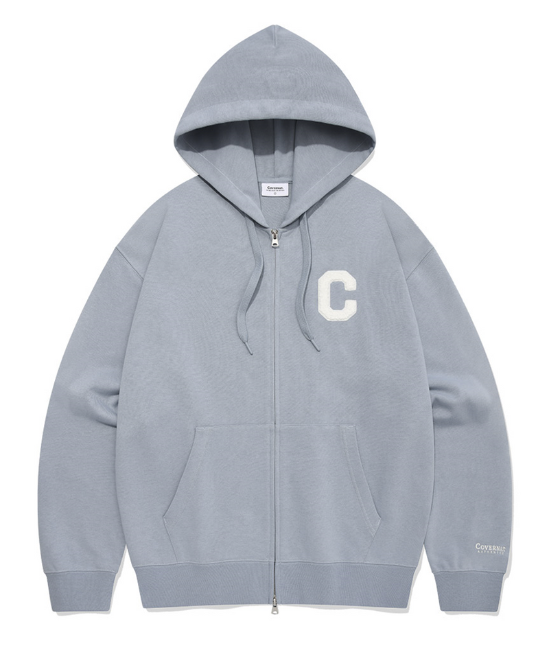 C Logo Hoodie Zip-Up Embroidered Wappen Sky Blue