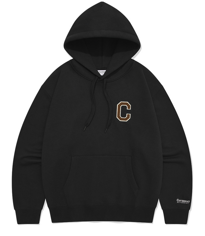 C Logo Fleeced Hoodie Boucle Logo Black