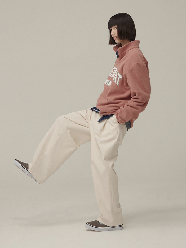 Arch Logo Fleece Half Zip-Up Sweatshirt Dusty Pink