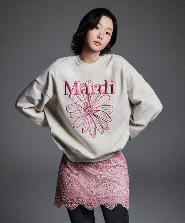 Sweatshirt Flowermardi Needlework Oatmeal Pink