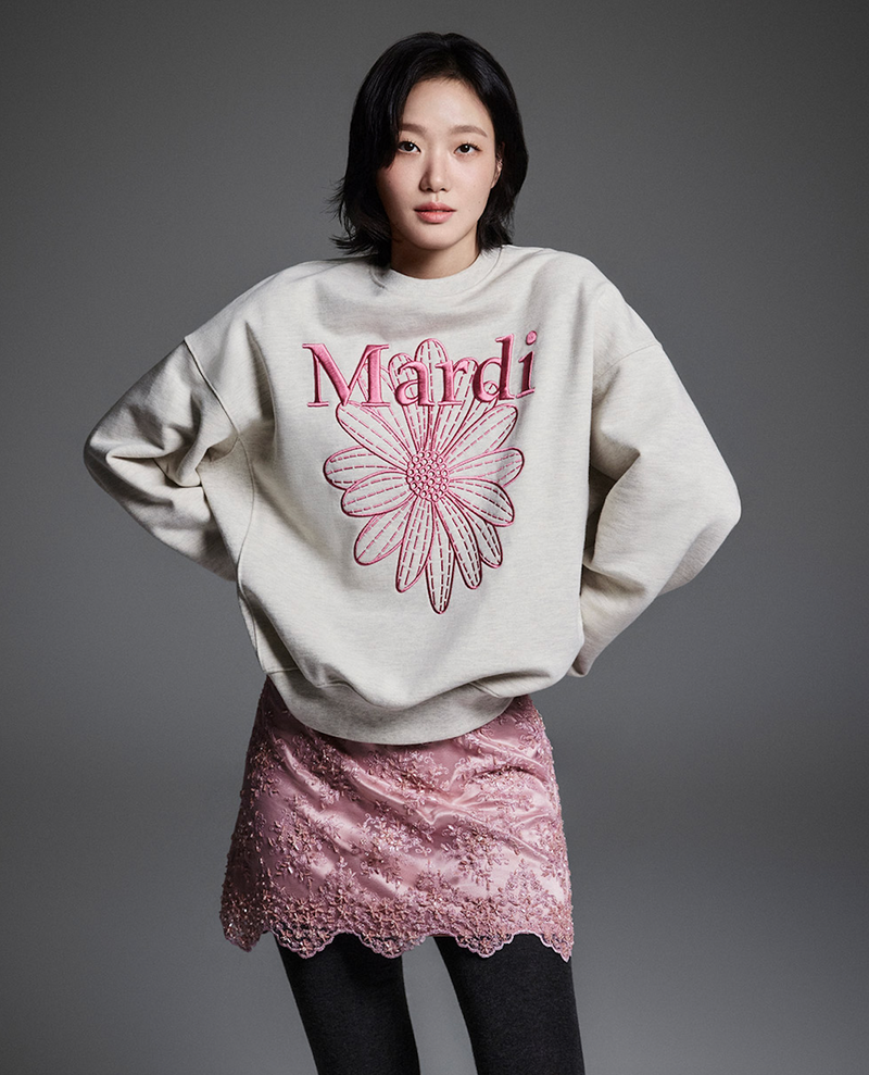 Sweatshirt Flowermardi Needlework Oatmeal Pink