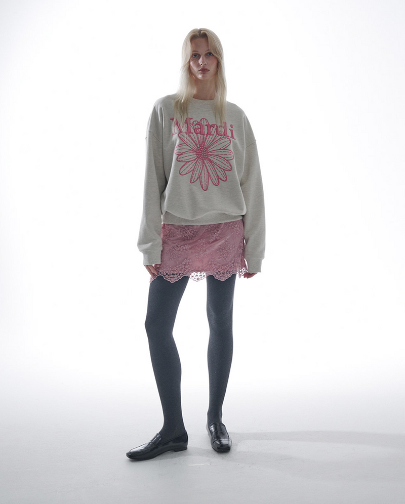 Sweatshirt Flowermardi Needlework Oatmeal Pink