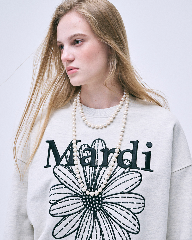 Sweatshirt Flowermardi Needlework Oatmeal Black