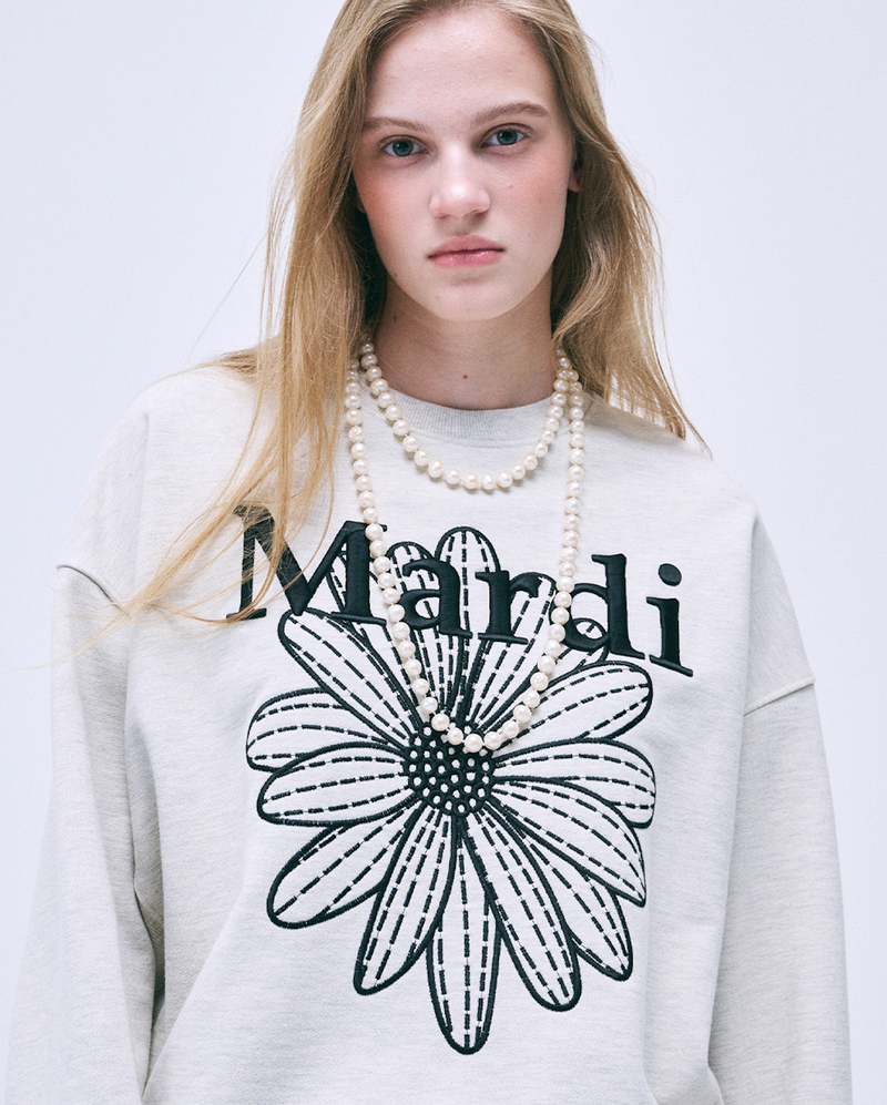 Sweatshirt Flowermardi Needlework Oatmeal Black