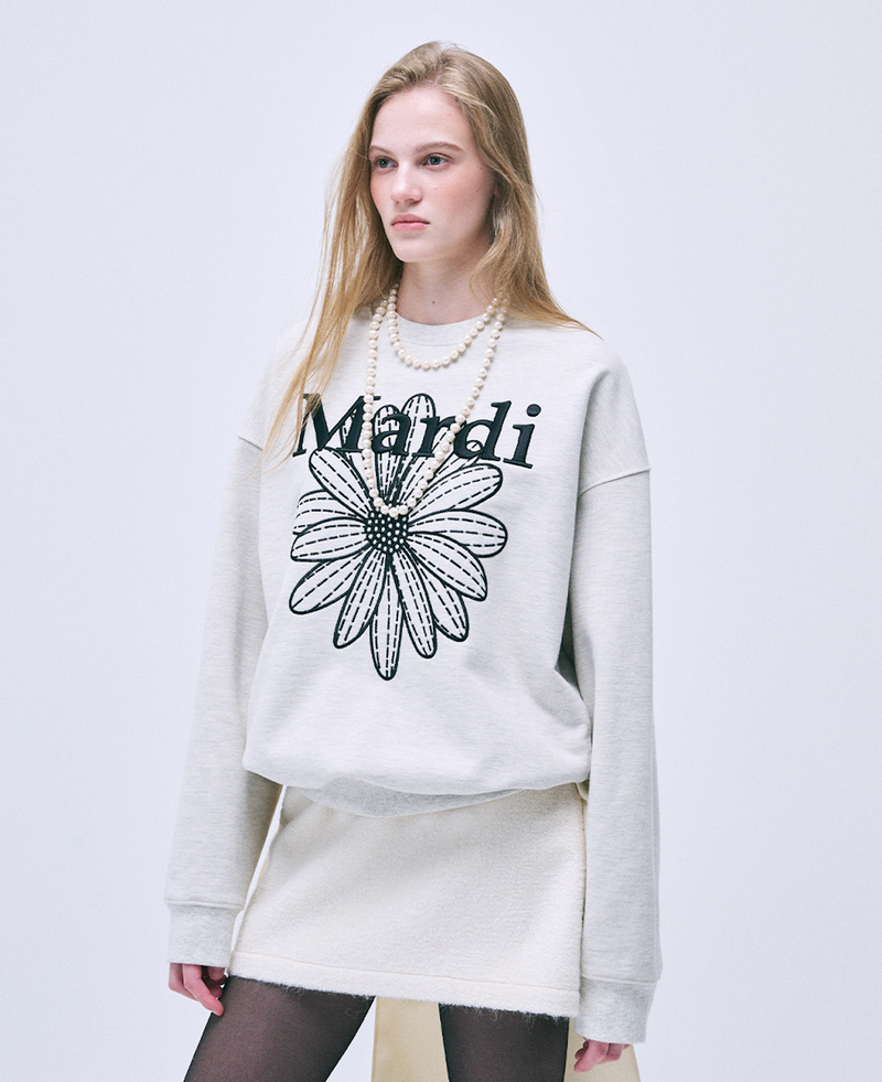 Sweatshirt Flowermardi Needlework Oatmeal Black