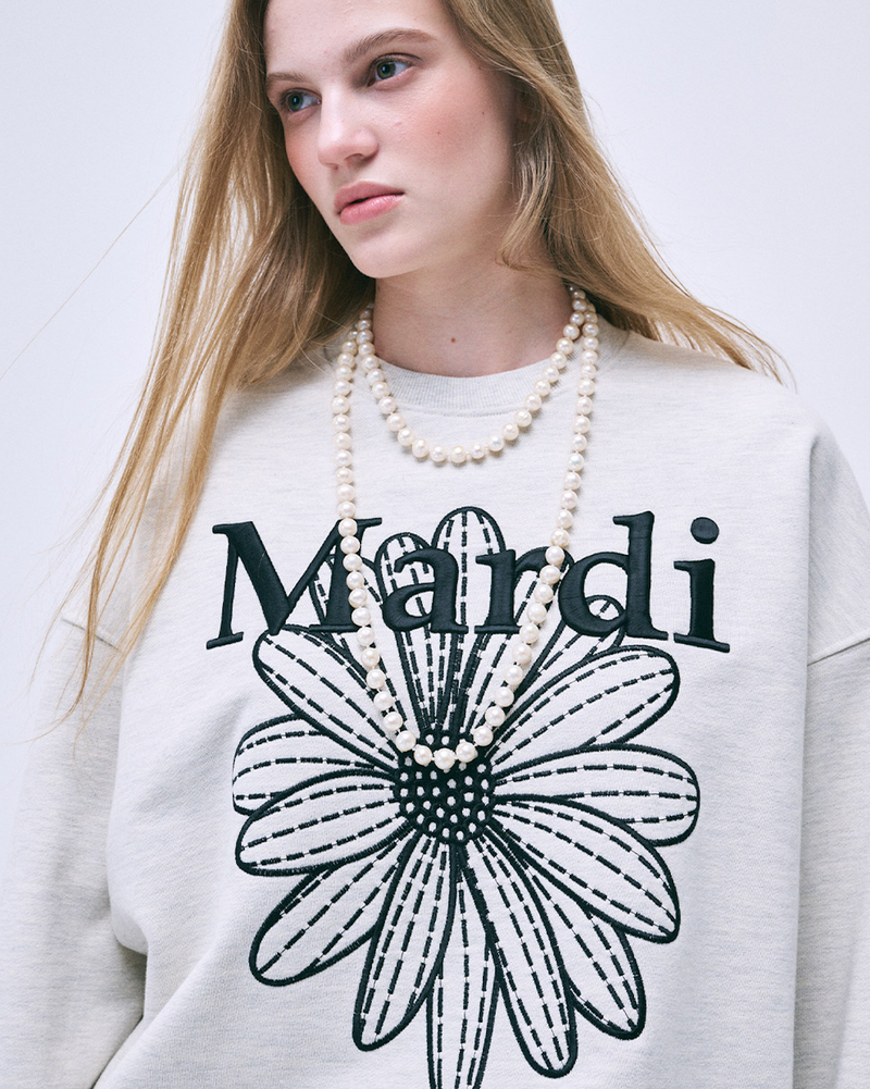 Sweatshirt Flowermardi Needlework Oatmeal Black