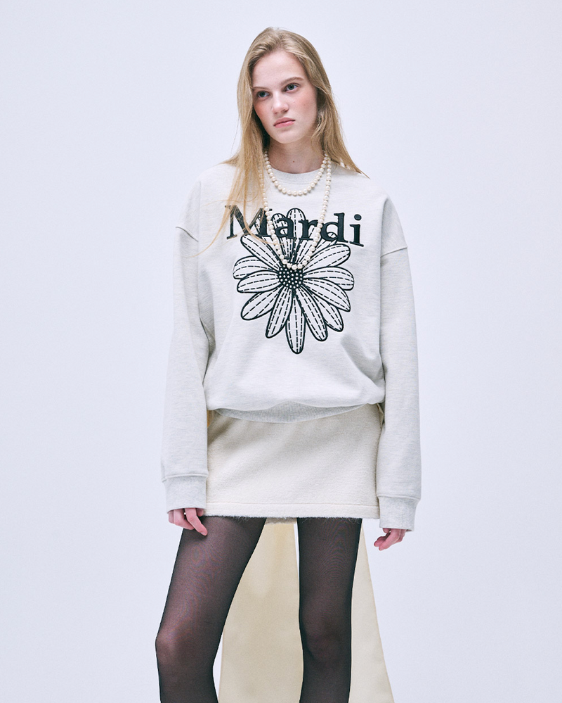 Sweatshirt Flowermardi Needlework Oatmeal Black