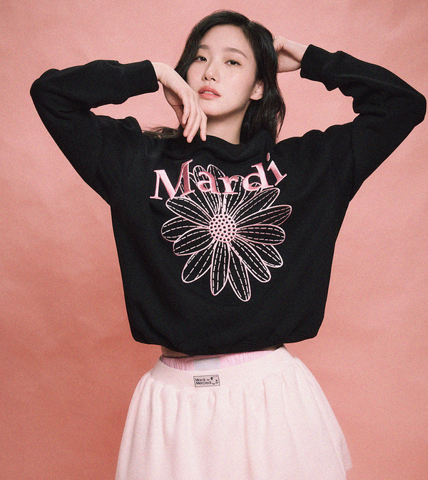 Sweatshirt Flowermardi Needlework Black Pink