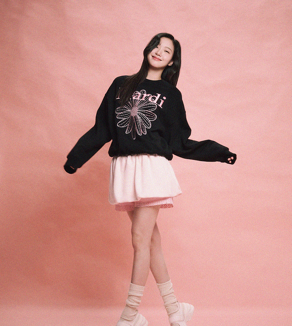 Sweatshirt Flowermardi Needlework Black Pink