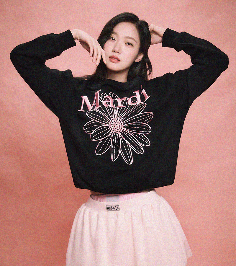 Sweatshirt Flowermardi Needlework Black Pink