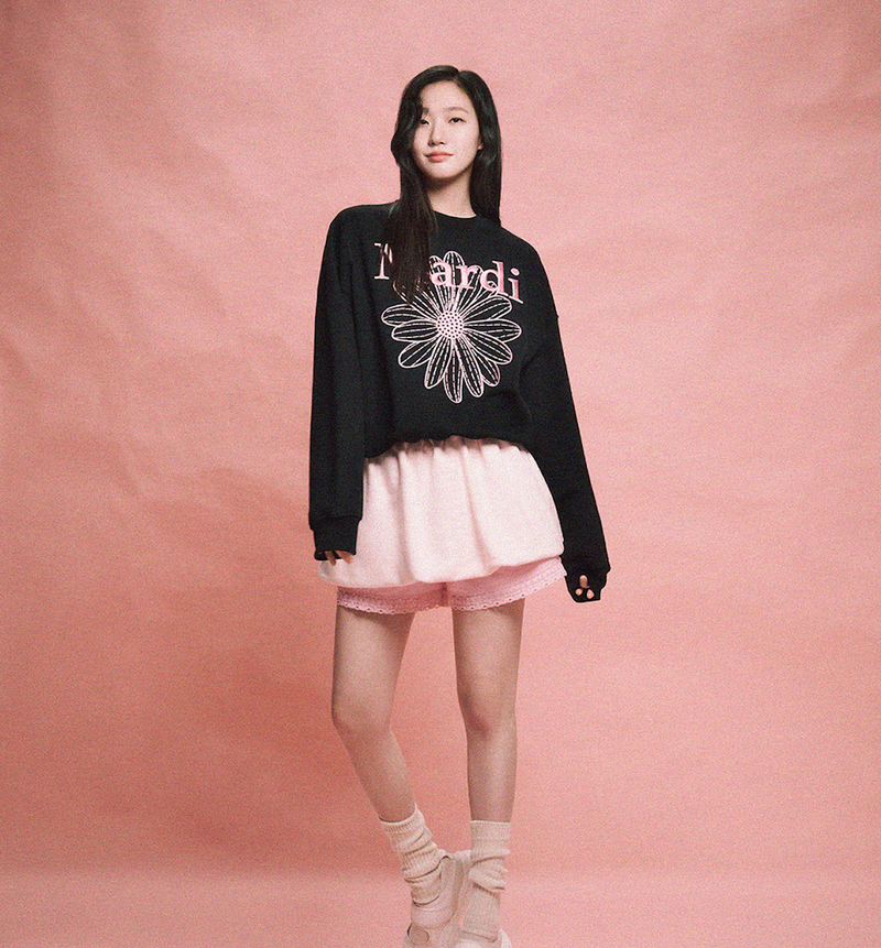 Sweatshirt Flowermardi Needlework Black Pink