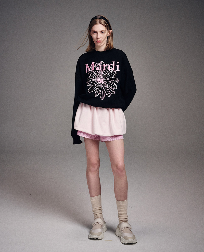 Sweatshirt Flowermardi Needlework Black Pink