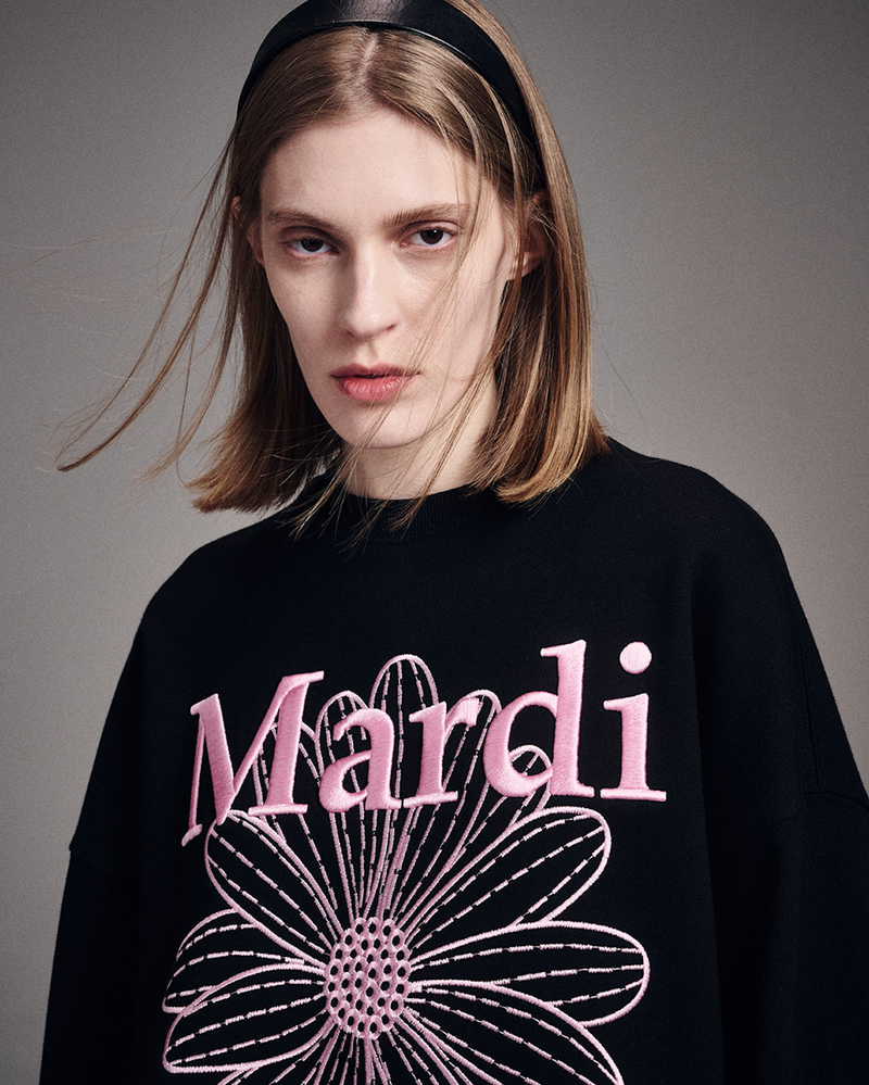 Sweatshirt Flowermardi Needlework Black Pink