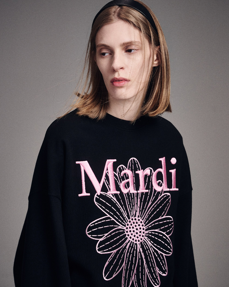 Sweatshirt Flowermardi Needlework Black Pink