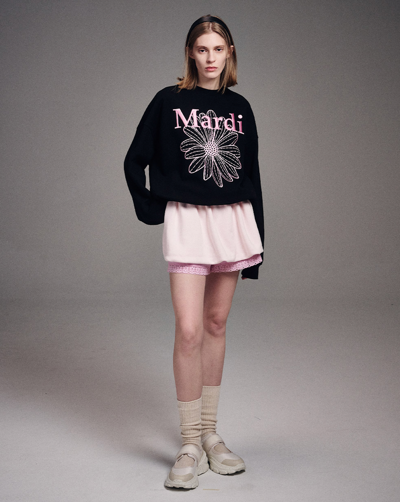 Sweatshirt Flowermardi Needlework Black Pink