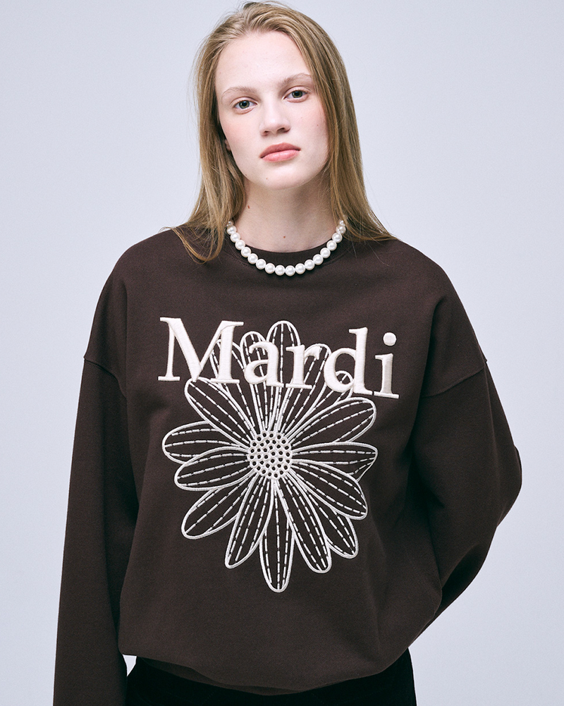 Sweatshirt Flowermardi Needlework Brown Cream