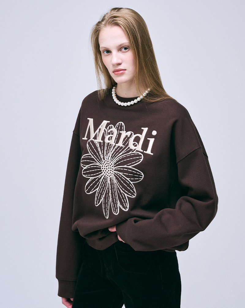 Sweatshirt Flowermardi Needlework Brown Cream