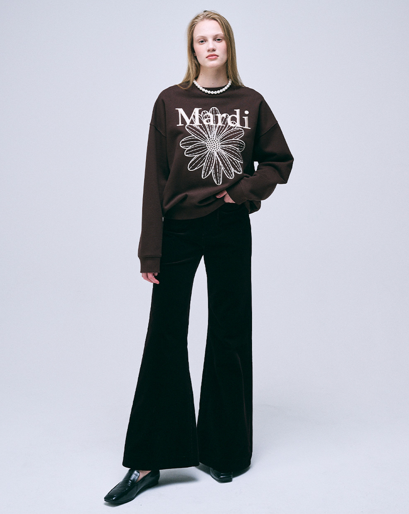 Sweatshirt Flowermardi Needlework Brown Cream