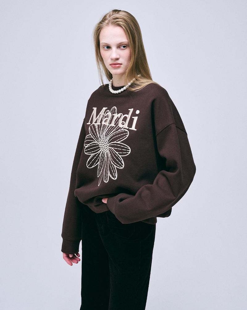 Sweatshirt Flowermardi Needlework Brown Cream