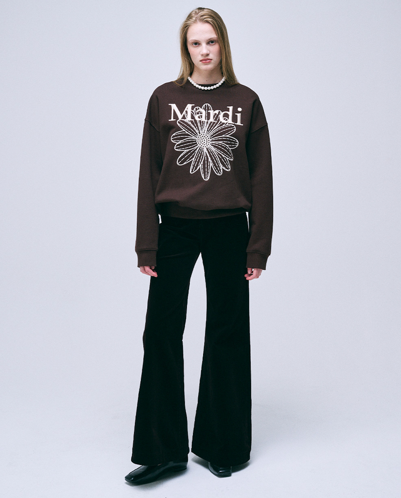 Sweatshirt Flowermardi Needlework Brown Cream