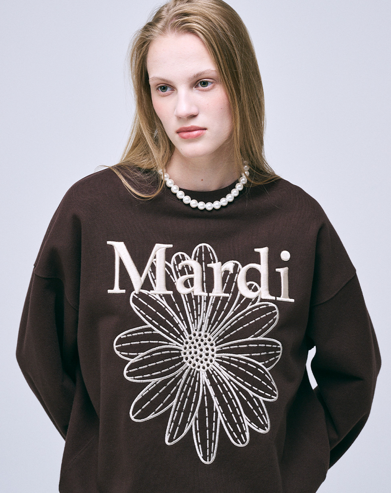 Sweatshirt Flowermardi Needlework Brown Cream