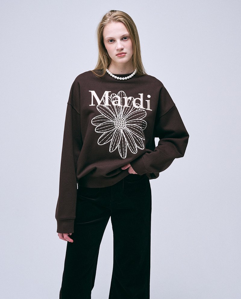 Sweatshirt Flowermardi Needlework Brown Cream