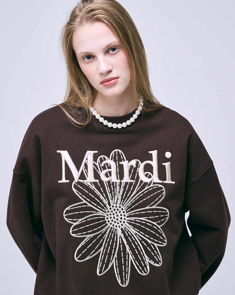 Sweatshirt Flowermardi Needlework Brown Cream