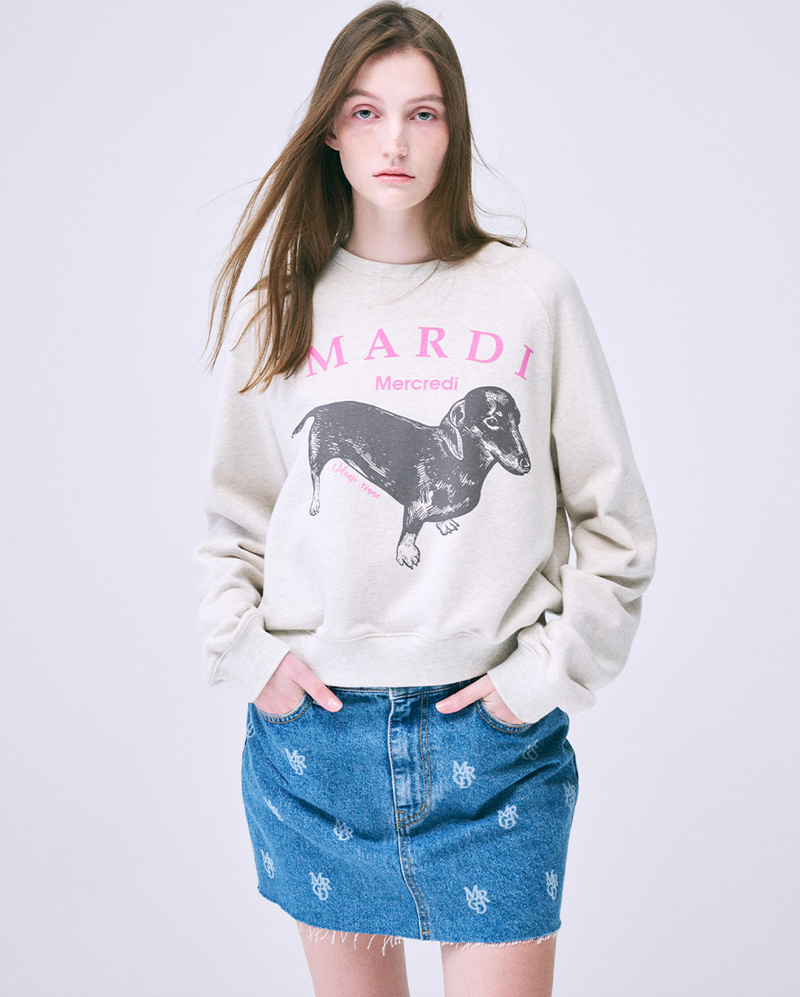 Sweatshirt Raglan Ddanji Oatmeal Pink