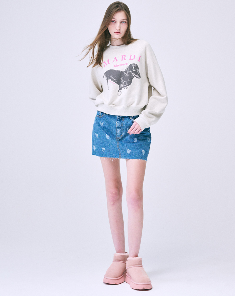 Sweatshirt Raglan Ddanji Oatmeal Pink