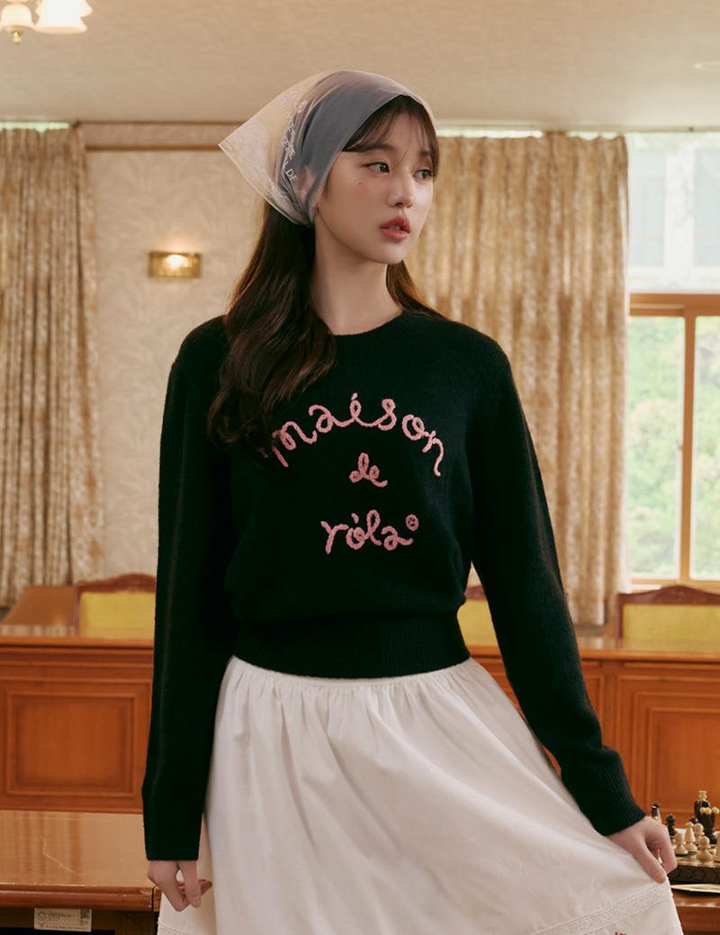 Maison De Rola Embroidery Knit Black