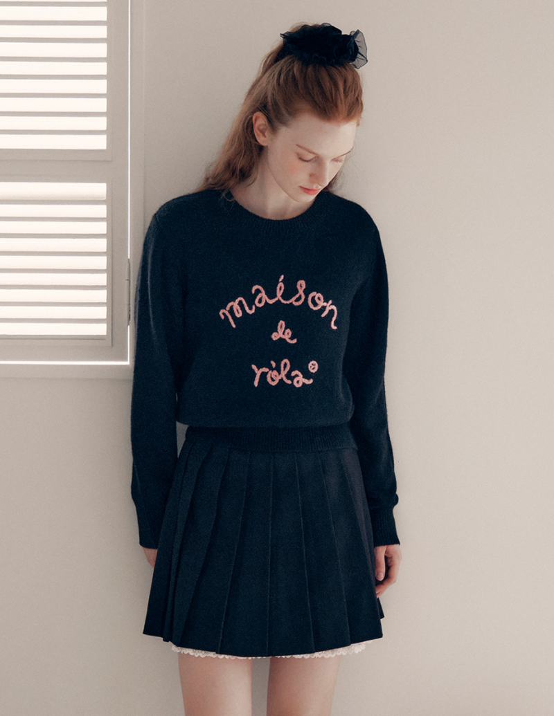 Maison De Rola Embroidery Knit Black