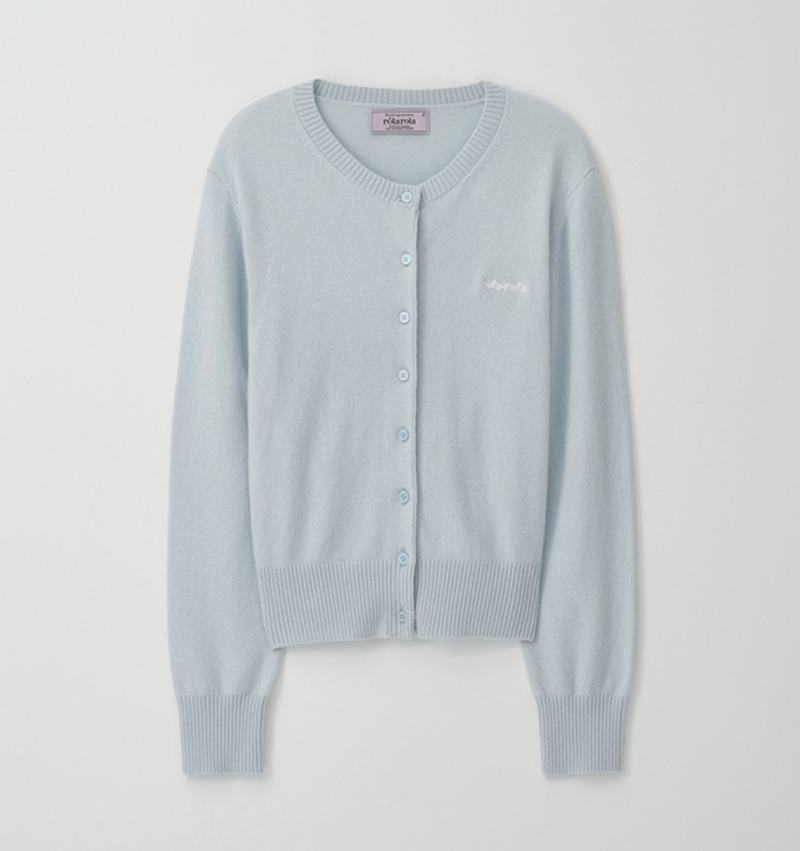 Cashmere Blended Basic Cardigan Light Blue