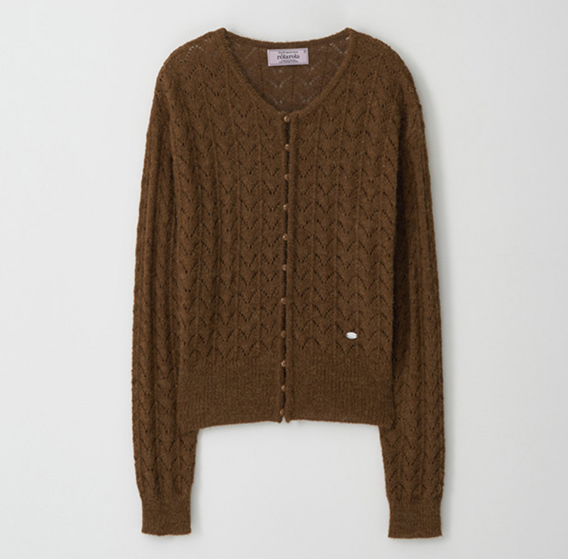 Skashi Button Cardigan Brown